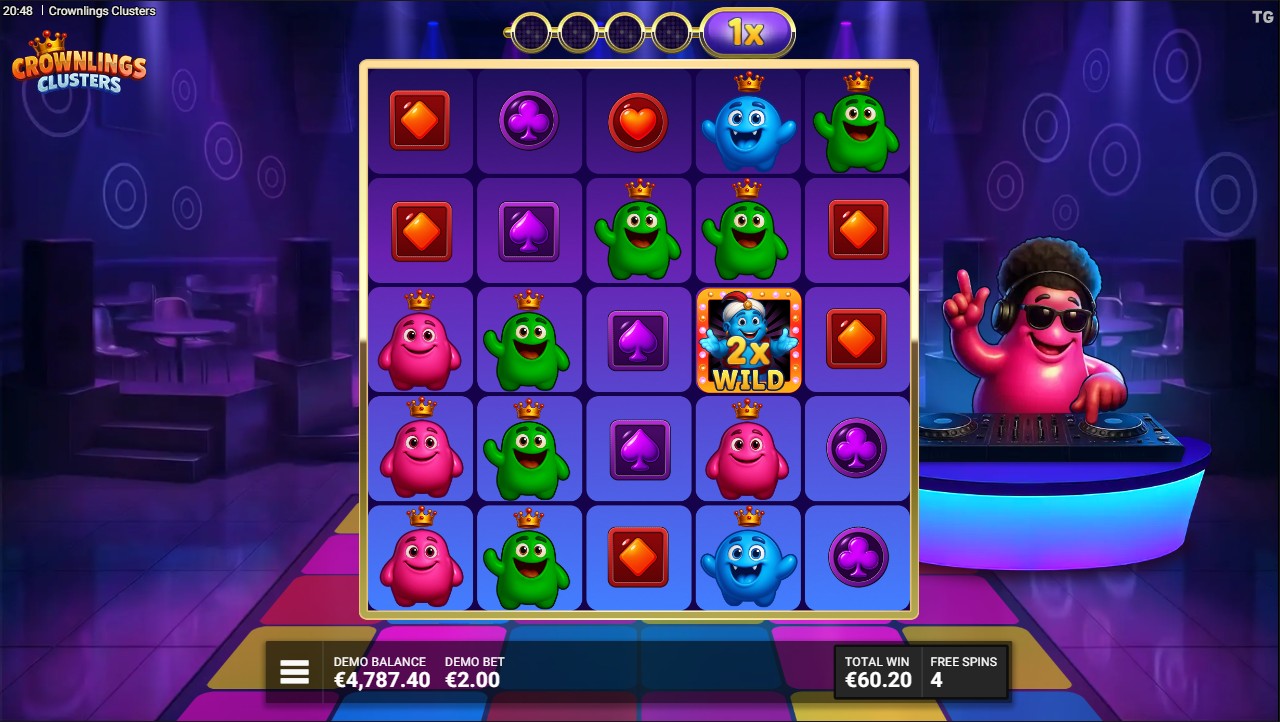 Crownlings Clusters by Trusty Gaming – bonus round, free spins cluster feature