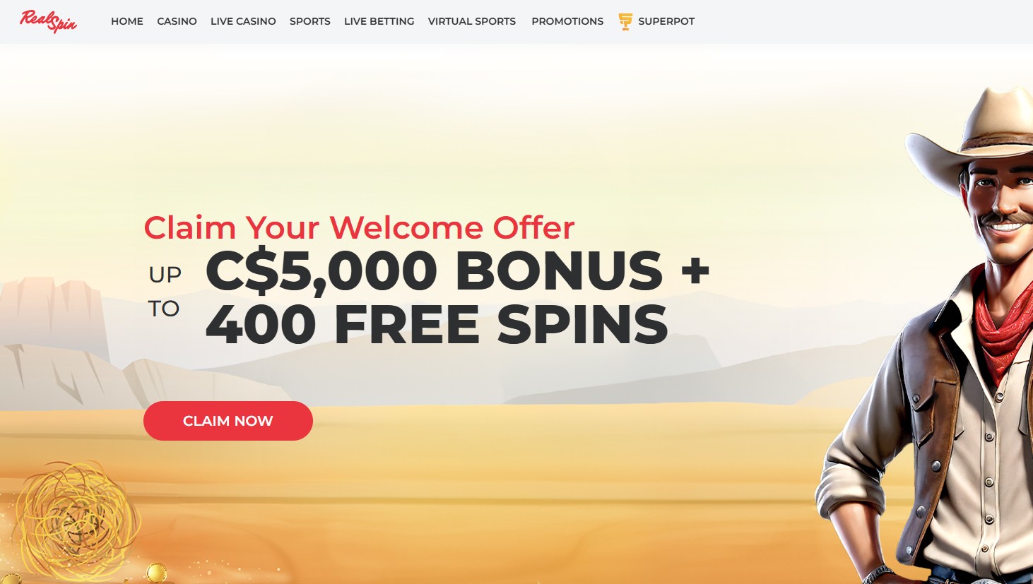 RealSpin Casino homepage