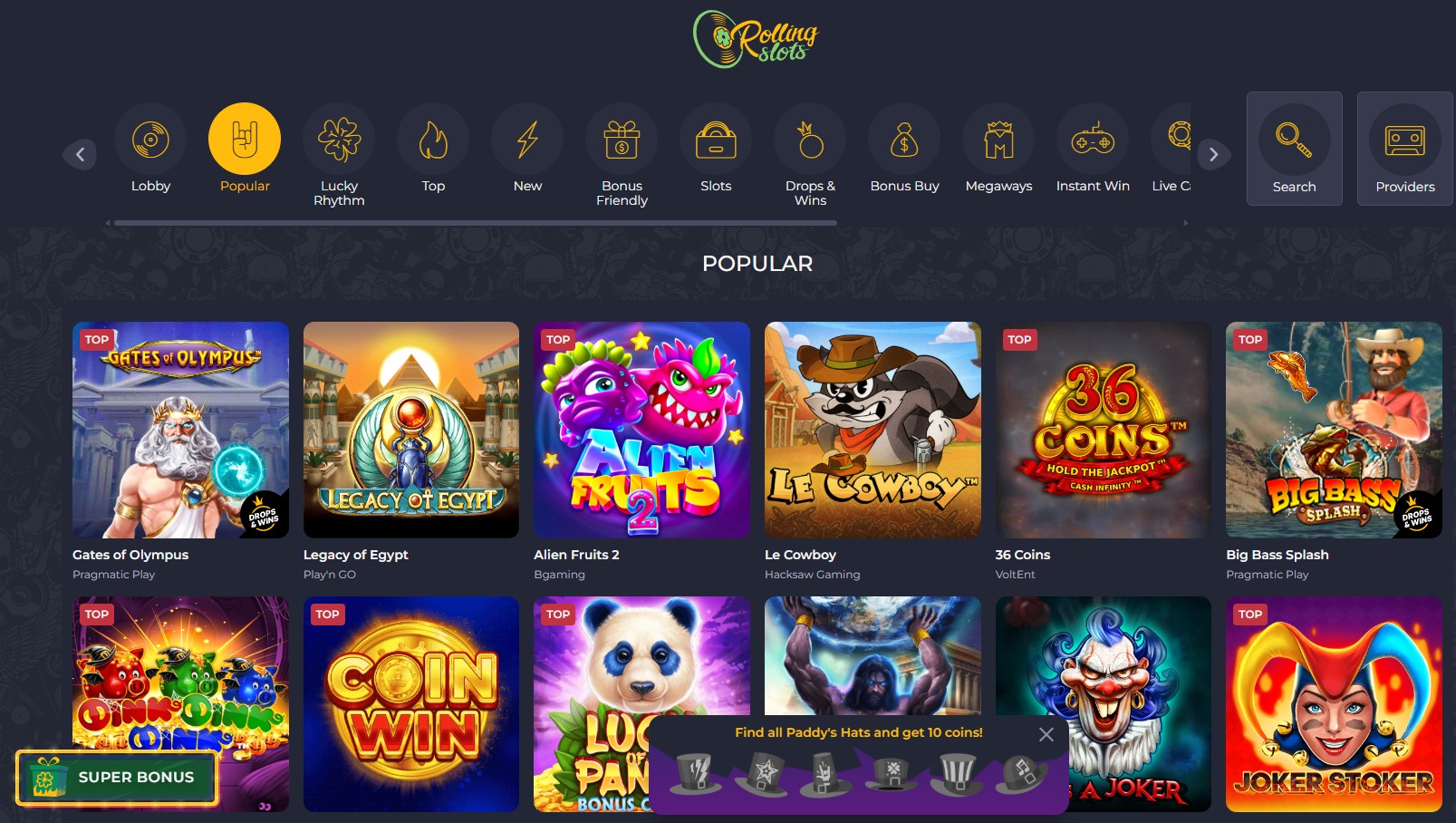 Rolling Slots Casino 13000 games from 100 plus providers slots live casino jackpots