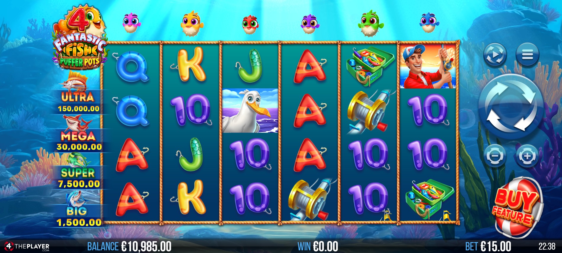 4 Fantastic Fish Puffer Pots by 4ThePlayer – base game 6 reels 4096 ways expanding puffer fish