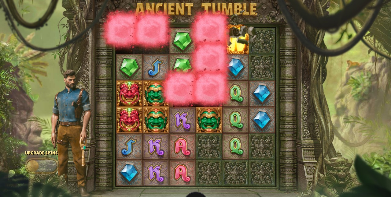 Ancient Tumble by Relax Gaming – base game 6-reel 46,656 ways tumbling cascade mechanic