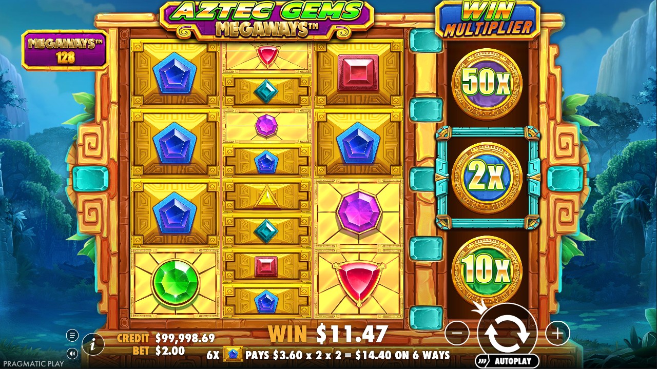 Aztec Gems Megaways by Pragmatic Play – base game, 117,649 Megaways