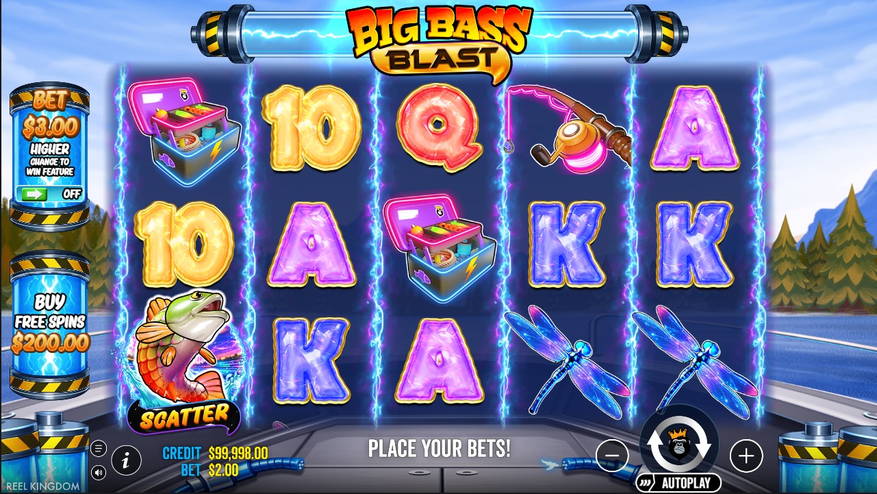 Big Bass Blast by Pragmatic Play – base game, 96.50% RTP, High volatility