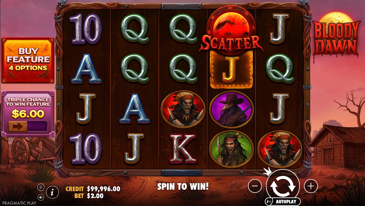 Bloody Dawn by Pragmatic Play – base game 5 reels 1024 ways dark western theme