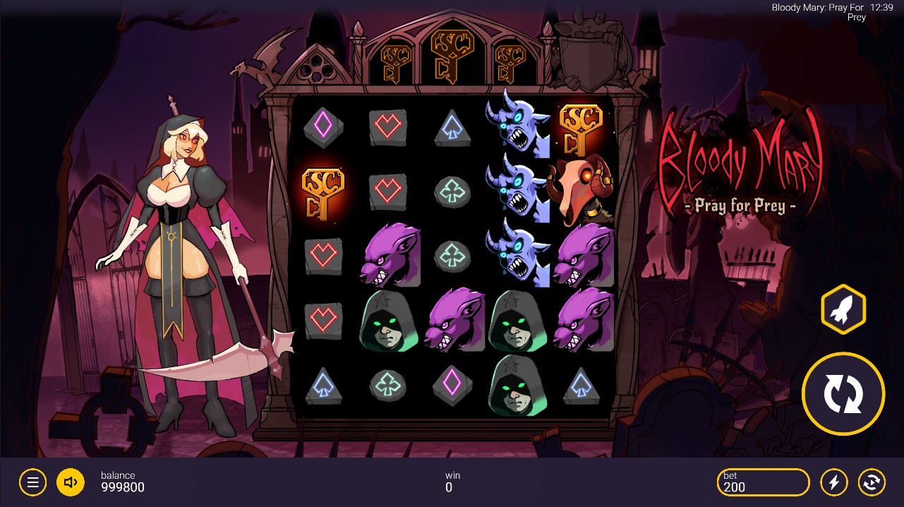 Bloody Mary Pray for Prey by Peter & Sons – base game 5x5 Connected Ways persistent cell multipliers