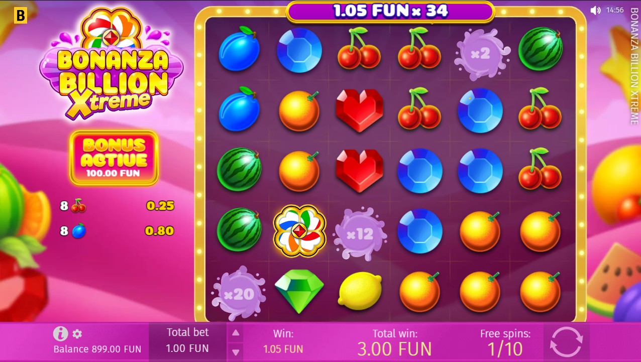 Bonanza Billion Xtreme bonus – cluster pays with Multiplier Bombs 20,000x max win, BGaming 96.97% RTP