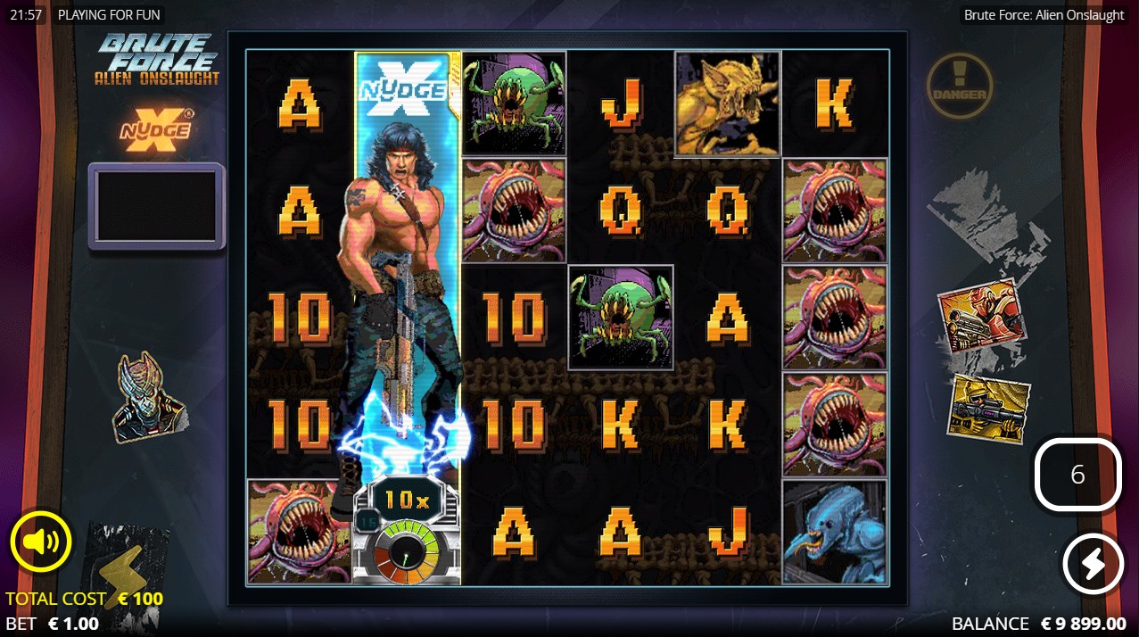 Brute Force Alien Onslaught bonus – xNudge free spins 80,000x max win, Nolimit City 96.01% RTP
