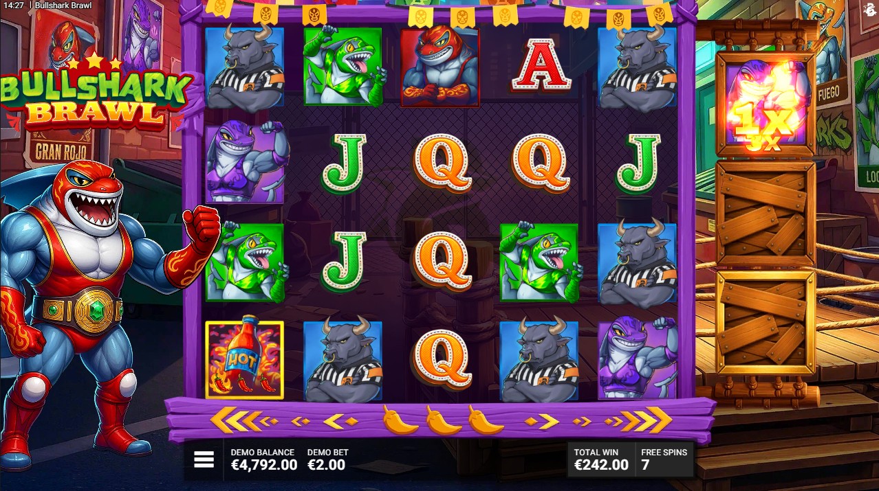 Bullshark Brawl by Bullshark Games — King of the Ring bonus round 2 active multipliers Booster Symbols 10,000x max win