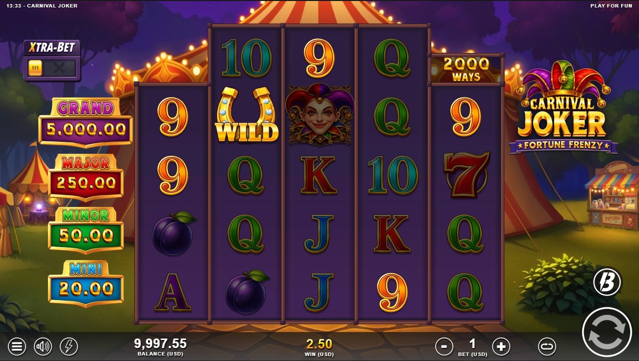 Carnival Joker Fortune Frenzy by Slotmill – expanding grid UP symbol reel expansion ways to win 2000