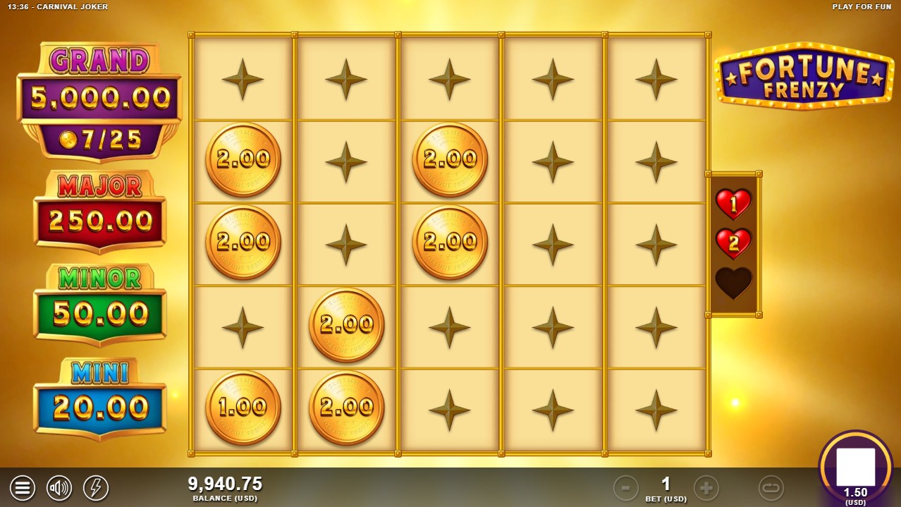 Carnival Joker Fortune Frenzy by Slotmill – Fortune Frenzy hold and win bonus Coin Grand Prize 5000x 5533x max win
