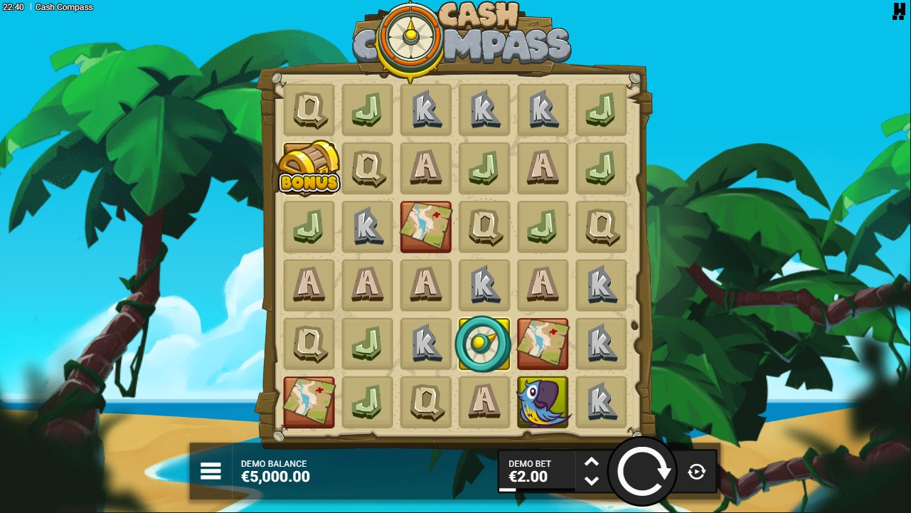 Cash Compass by Hacksaw Gaming – 6-reel Cluster Pays base game, 26.02% hit frequency High volatility