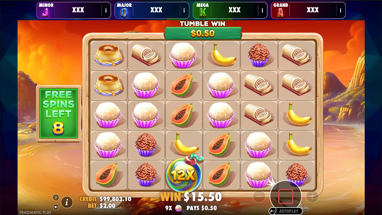 Doce Brasil by Pragmatic Play – 96.51% RTP Medium volatility 5,000x max win bonus round