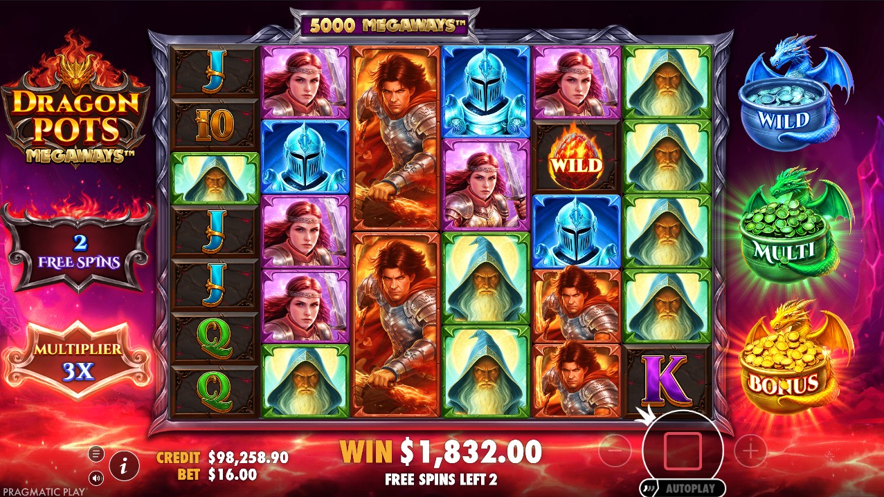 Dragon Pots Megaways by Pragmatic Play High volatility 10,000x max win bonus round