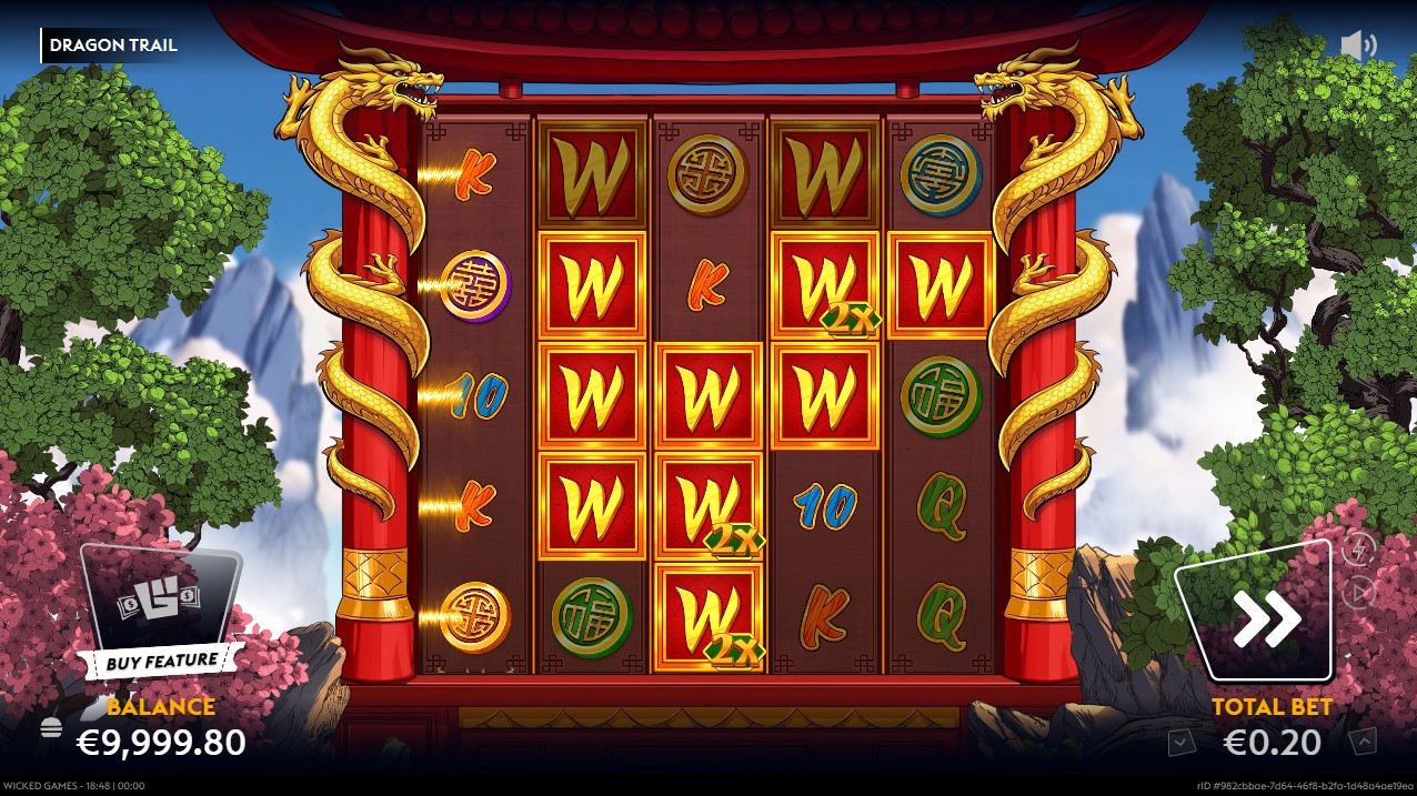 Dragon Trail by Wicked Games – base game 5 reels 20 paylines 97.45% RTP Low volatility smooth win engine