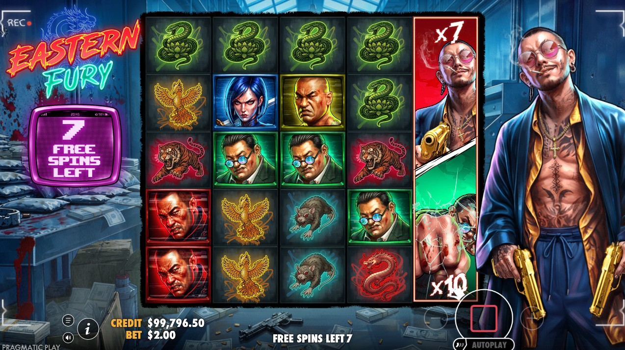 Eastern Fury Super Free Spins – multiple Expanding Wilds with high multipliers