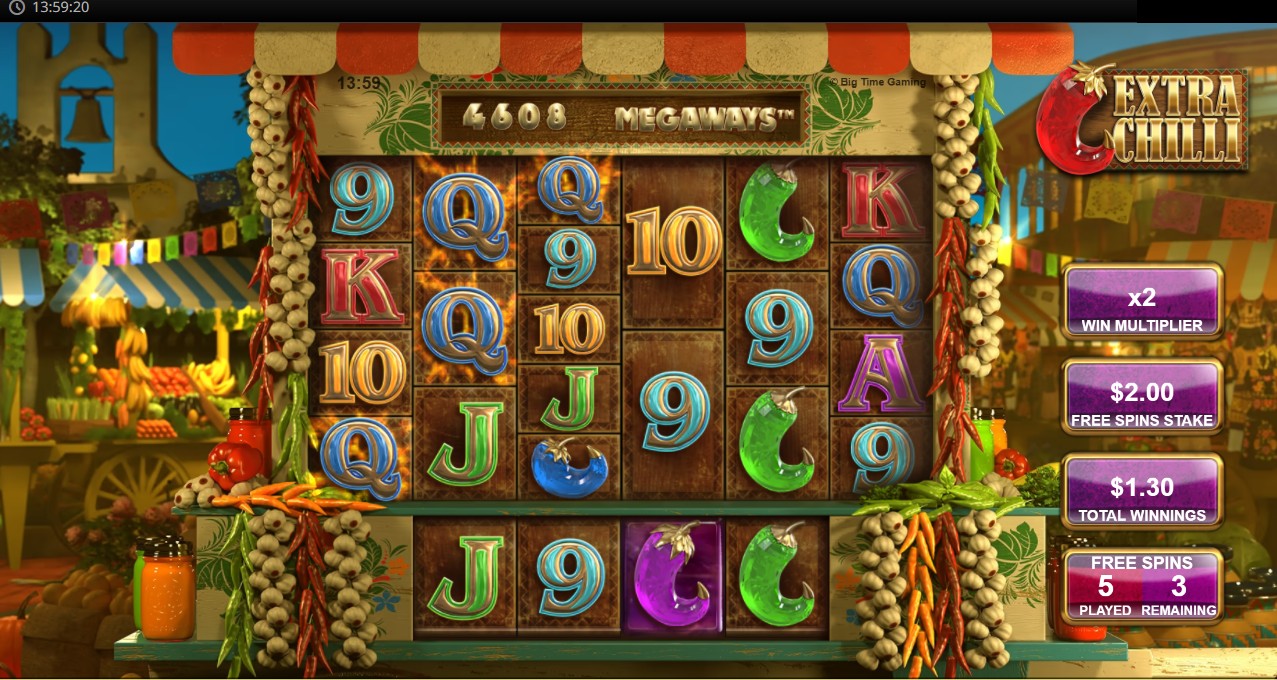 Extra Chilli Megaways by Big Time Gaming — free spins bonus round with unlimited cascade multiplier