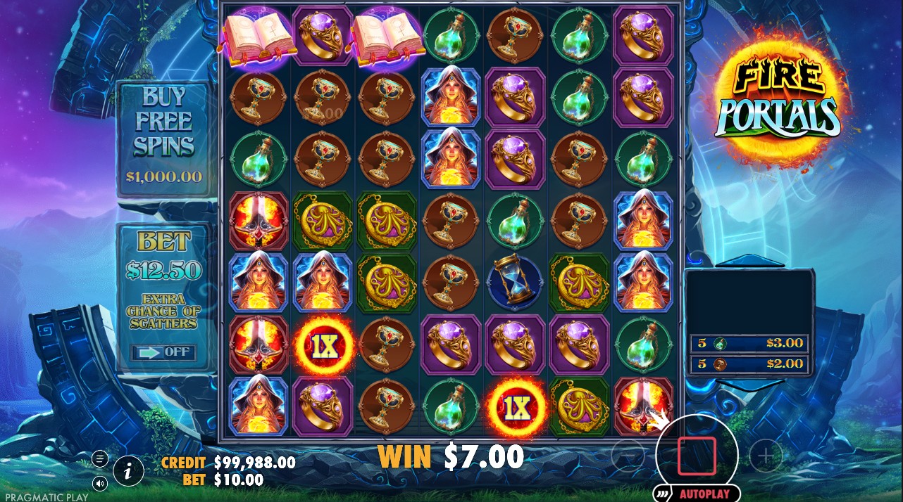 Fire Portals by Pragmatic Play – 96.49% RTP Very High volatility 5,000x max win base game