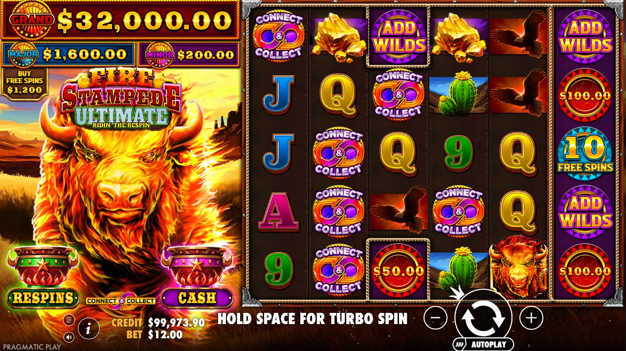 Fire Stampede Ultimate by Pragmatic Play – base game stampede theme very high volatility bonus buy
