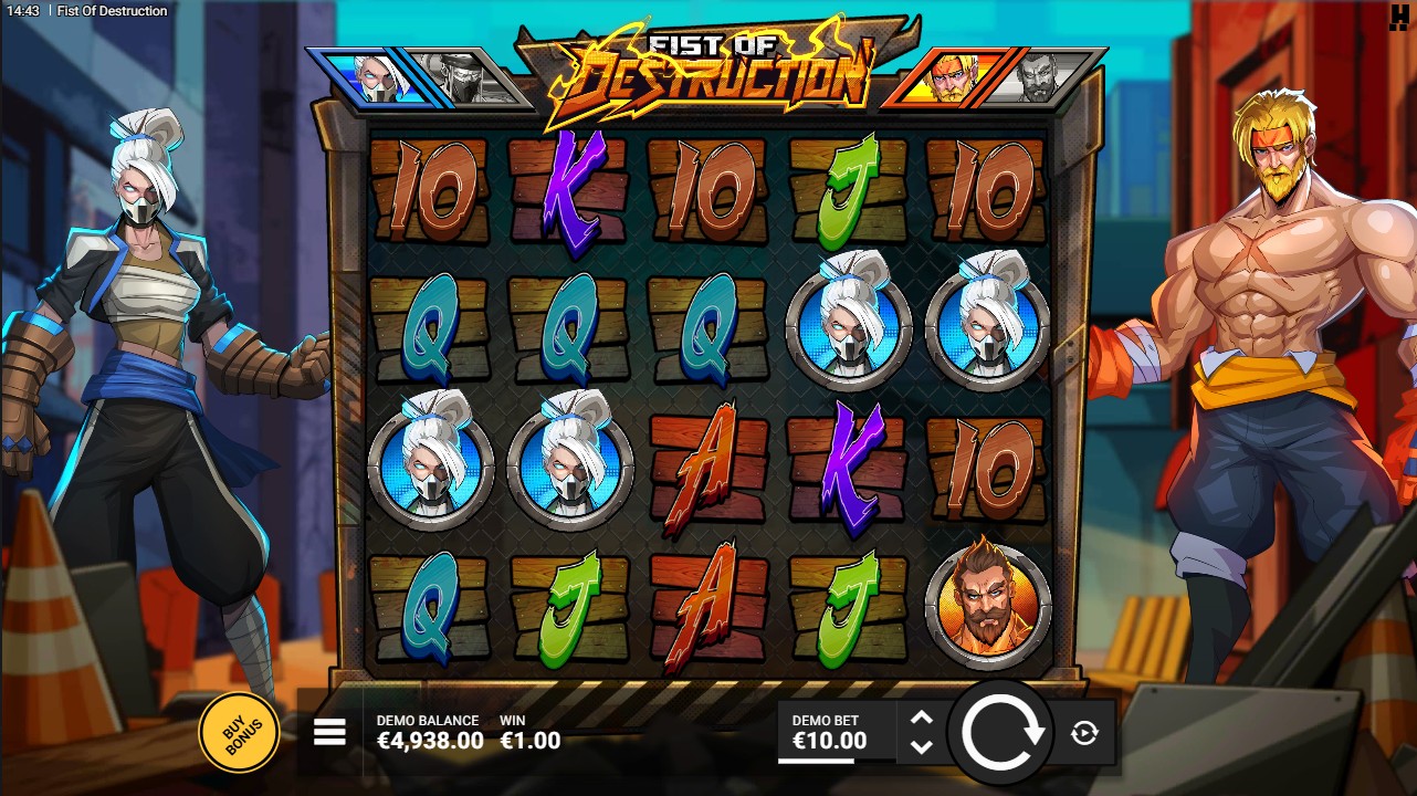 Fist of Destruction by Hacksaw Gaming – base game retro arcade fighting theme