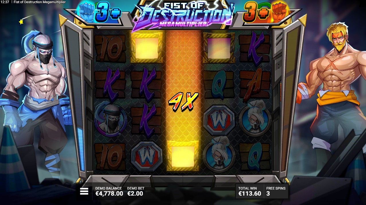 Fist of Destruction Megamultiplier by Hacksaw Gaming – Throwdown bonus Global Multiplier Megamultiplier instant max win 15000x