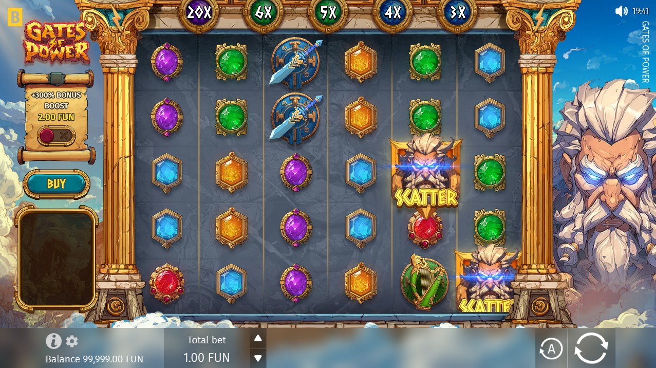 Gates of Power by BGaming – 6-reel Scatter Pays base game with Power Multipliers