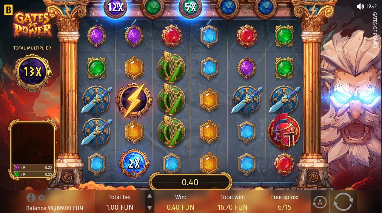 Gates of Power by BGaming – Power Free Spins bonus with compounding multipliers