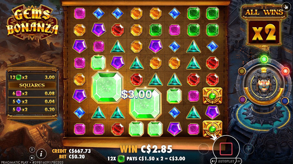 Gems Bonanza by Pragmatic Play – 96.55% RTP High volatility 10,000x max win bonus round