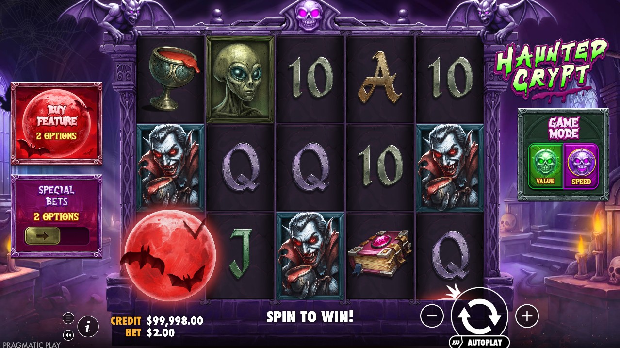 Haunted Crypt by Pragmatic Play – base game very high volatility escalating wild multipliers horror theme