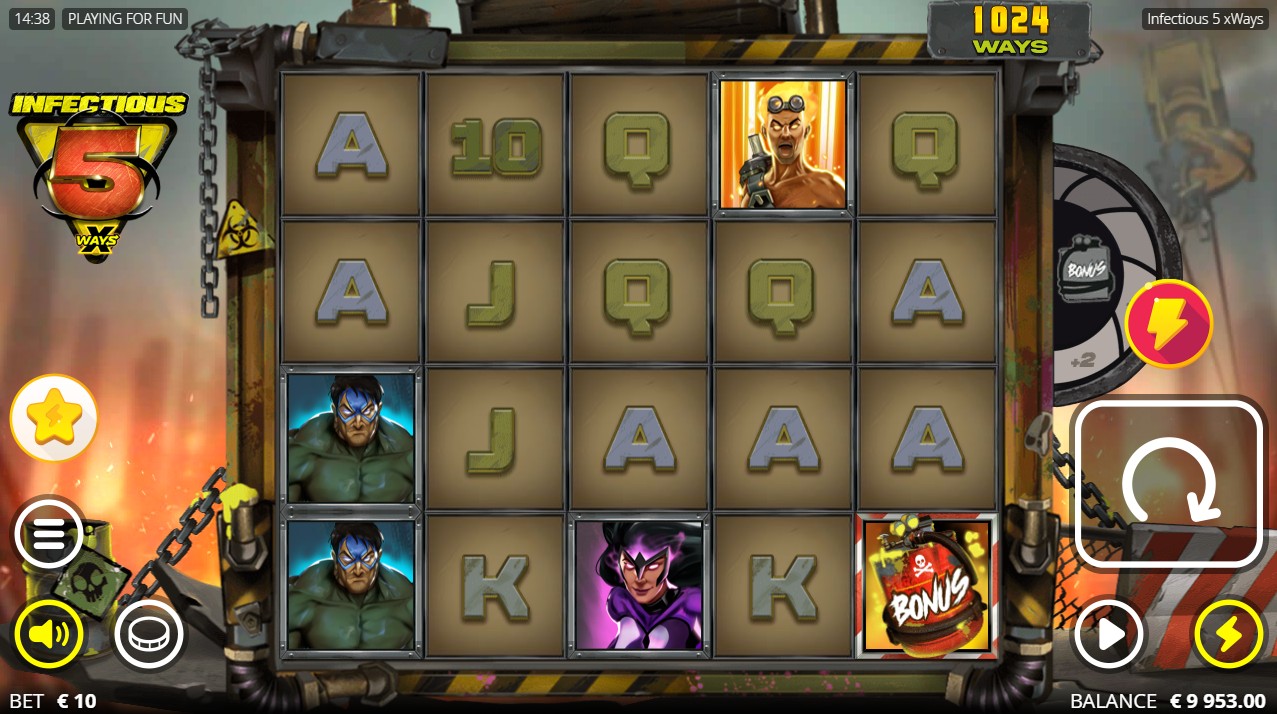 Infectious 5 xWays by Nolimit City – 96.02% / 94.27% RTP High volatility 55,555x max win base game