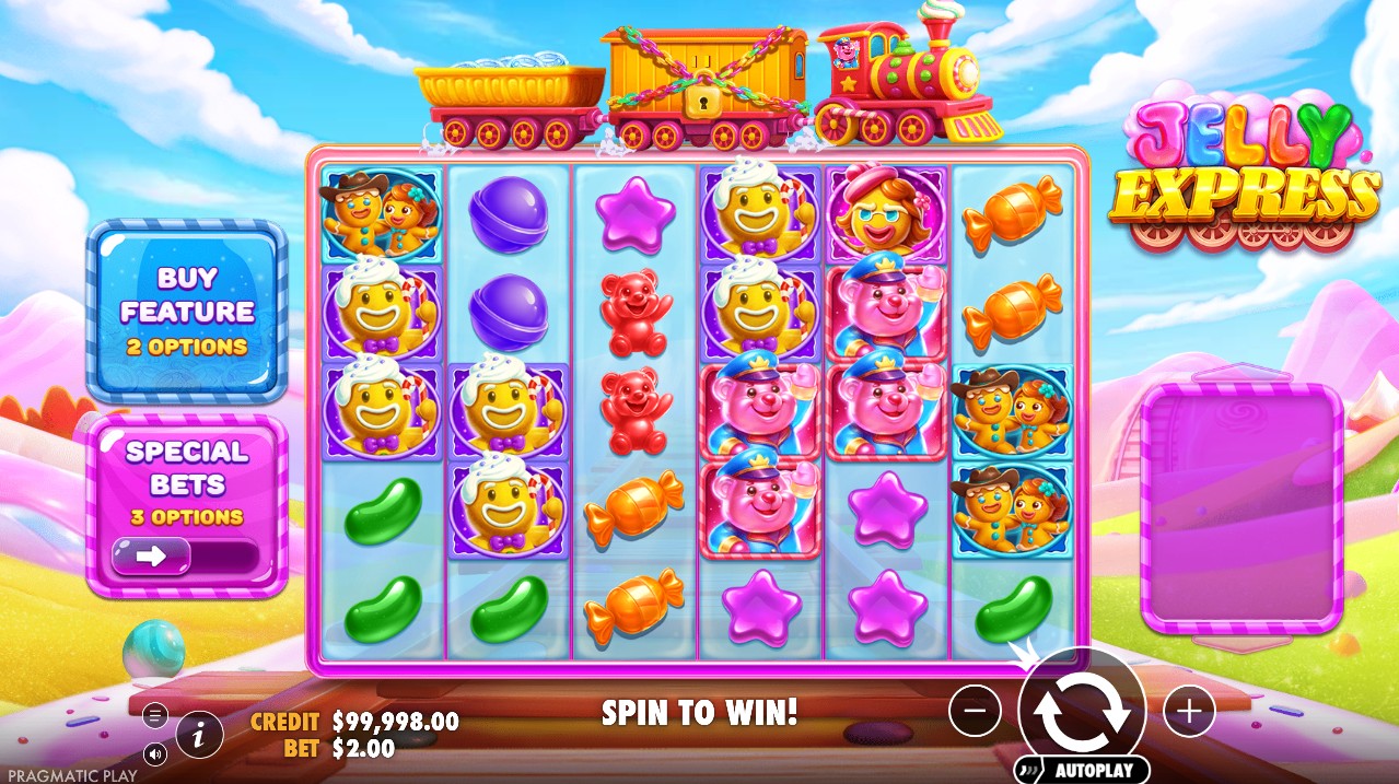 Jelly Express by Pragmatic Play – 6-reel scatter pays base game candy theme