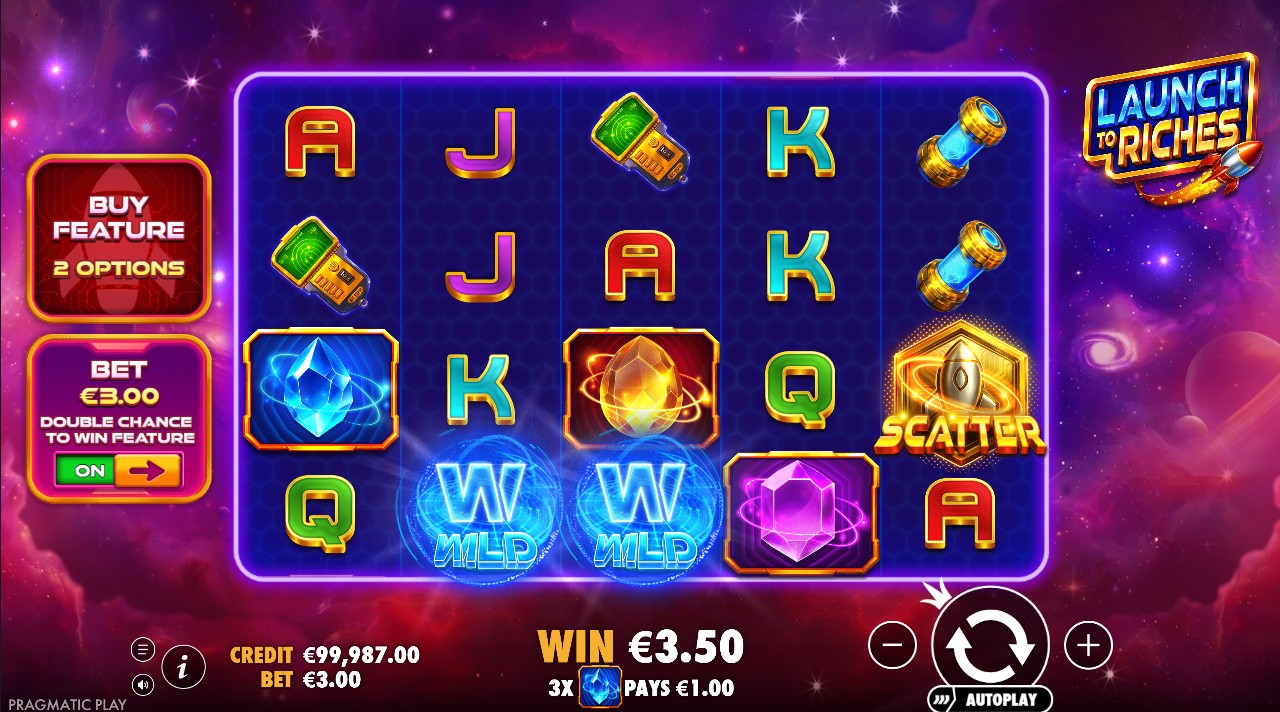 Launch to Riches by Pragmatic Play — base game, 5 reels 1024 ways space rocket theme, 20.4% hit frequency Low volatility