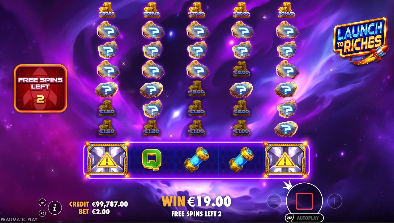 Launch to Riches by Pragmatic Play — bonus round free spins, 96.52% RTP, Low volatility, 5,000x max win, Pragmatic Play 2026