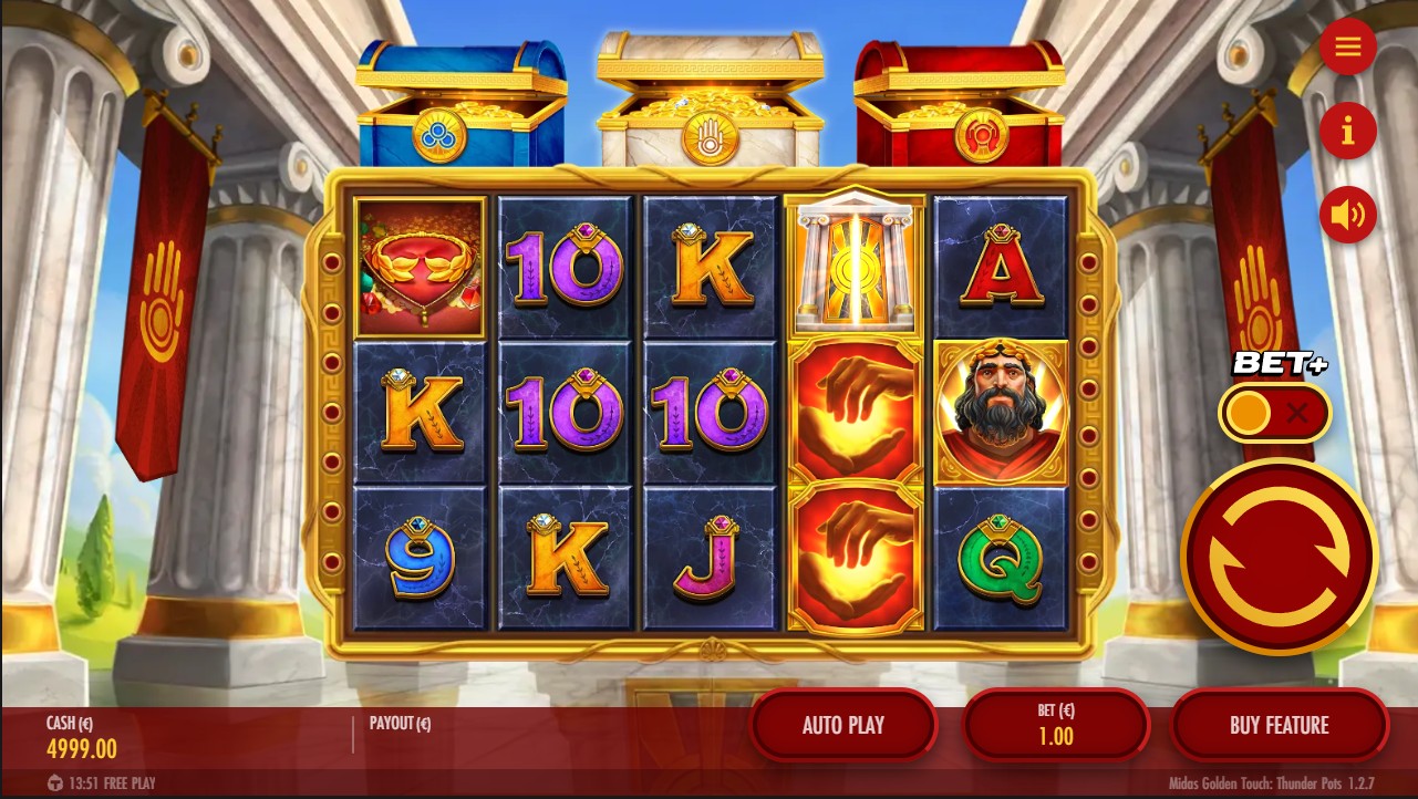 Midas Golden Touch Thunderpots by Thunderkick – base game, 94.22% RTP, High volatility