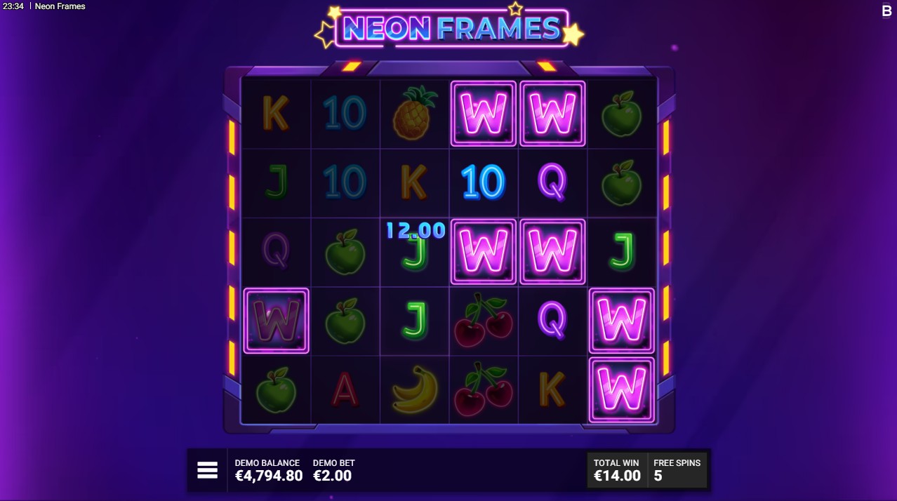 Neon Frames by Backseat Gaming – free spins bonus round