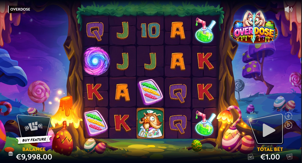 Overdose slot by Wicked Games, base game on the 5-reel 20-payline grid