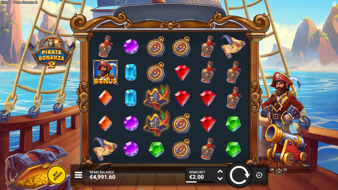 Pirate Bonanza 2 by Backseat Gaming – 6-reel Cluster Pays base game