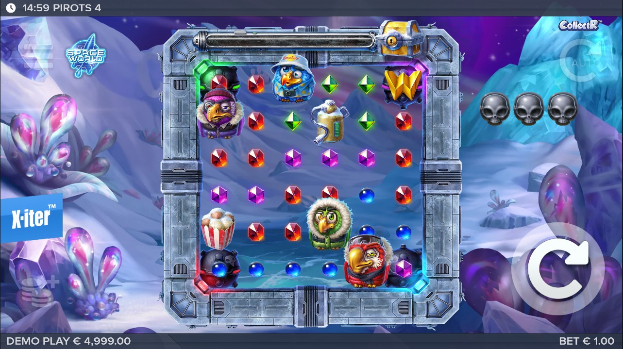 Pirots 4 by ELK Studios – base game 6-reel space parrot CollectR mechanic high volatility