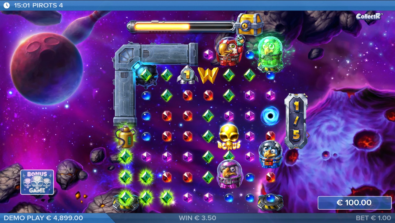 Pirots 4 CollectR bonus – multiple Pirot characters active 10,000x max win, ELK Studios 94% RTP