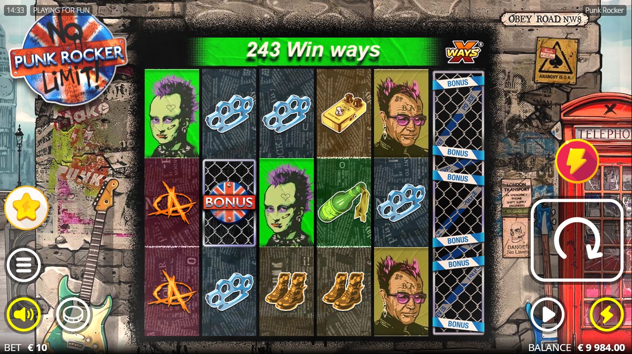 Punk Rocker by Nolimit City – 96.11% RTP High volatility 15,000x max win base game