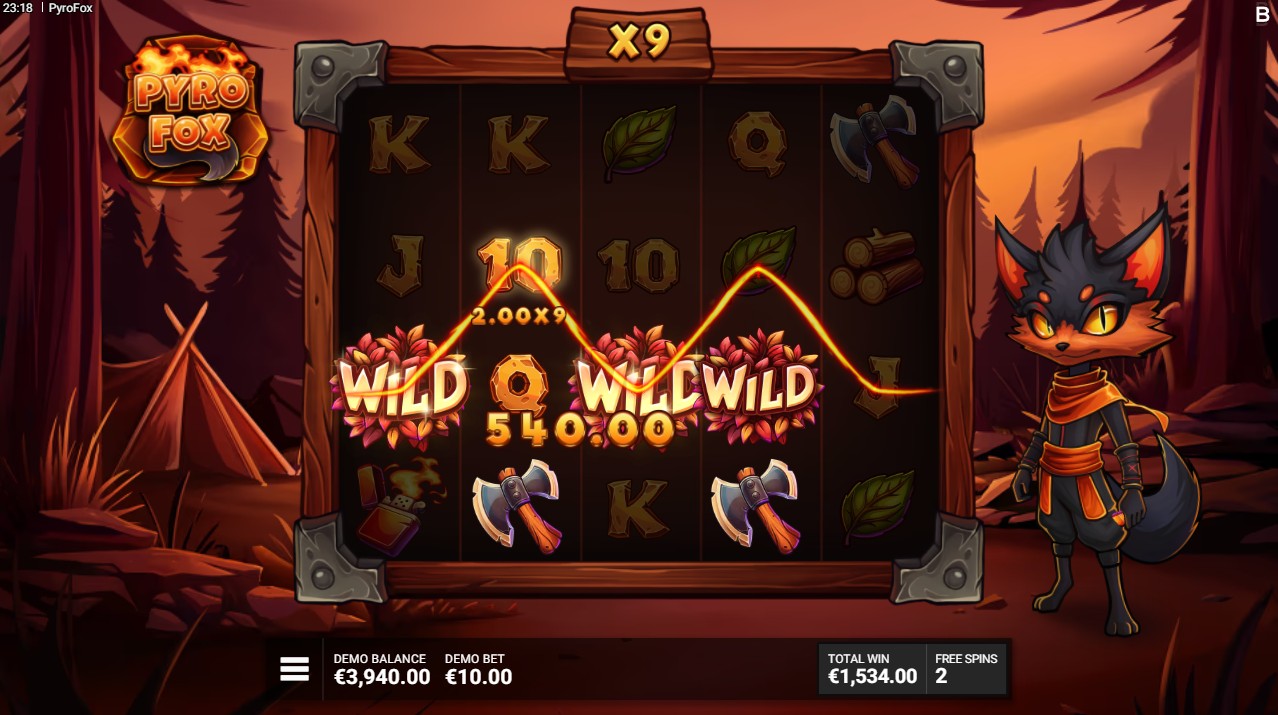 Pyro Fox by Backseat Gaming – free spins bonus round