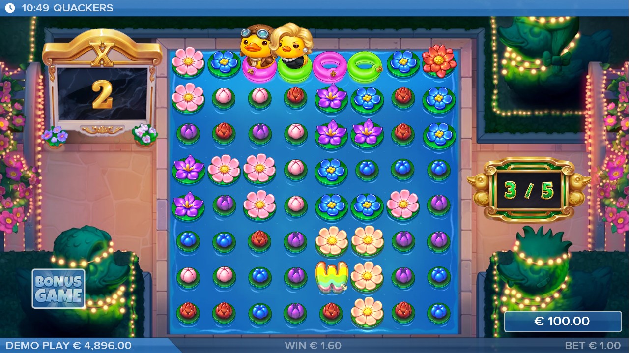 Quackers by ELK Studios — free spins 8x8 expanded grid cluster pays bonus round