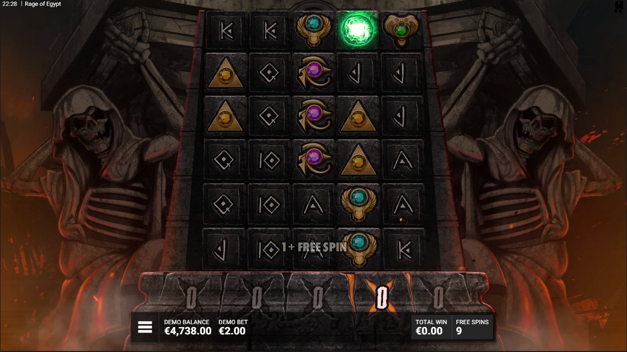 Rage of Egypt by Hacksaw Gaming — bonus round, Soul Orbs active, reel multipliers building