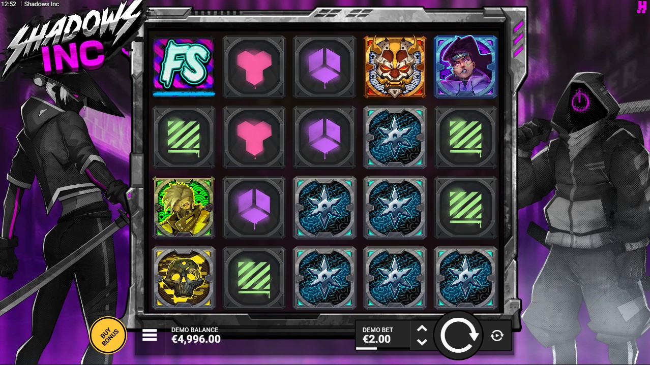 Shadows Inc by Hacksaw Gaming – base game 5-reel Slayer DuelReels expanding wilds multipliers