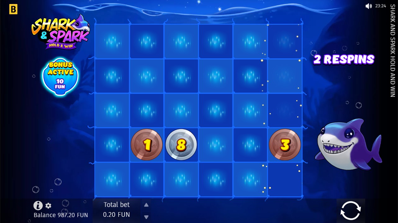 Shark & Spark Hold & Win by Bgaming – Hold and Win bonus round