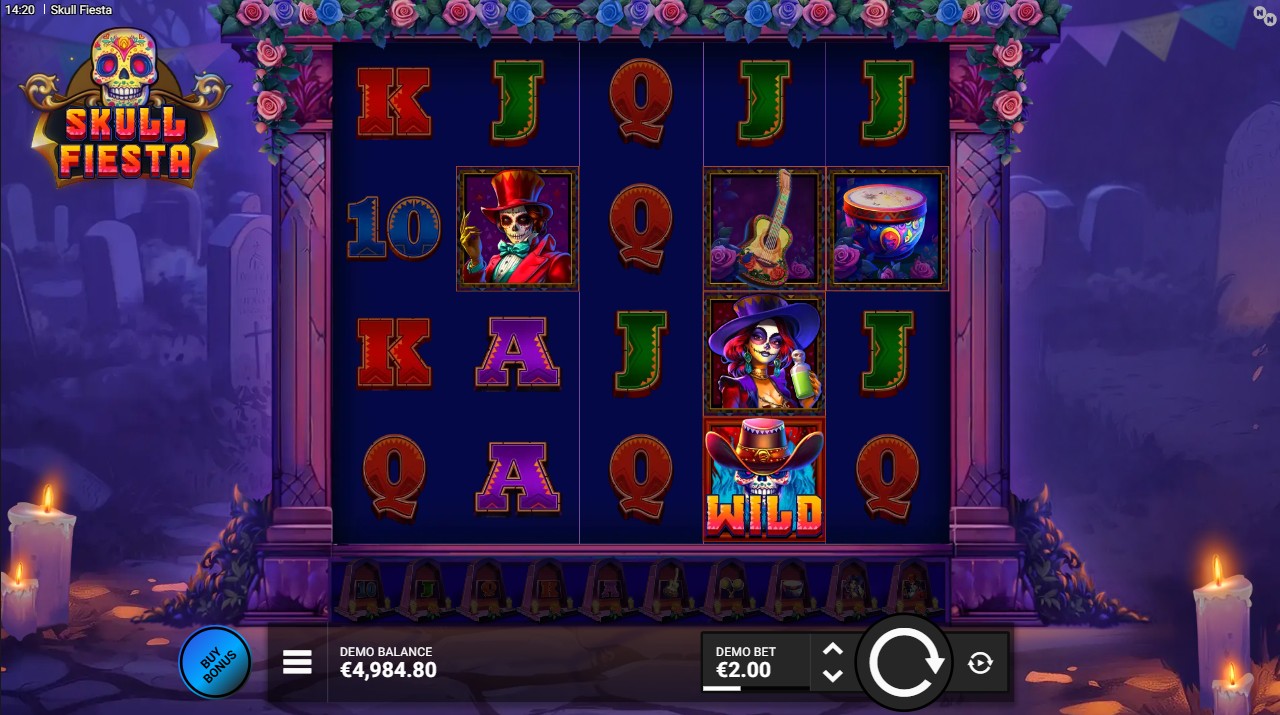 Skull Fiesta by Hacksaw Gaming — base game 5x3 14 paylines Day of the Dead medium volatility 96% RTP