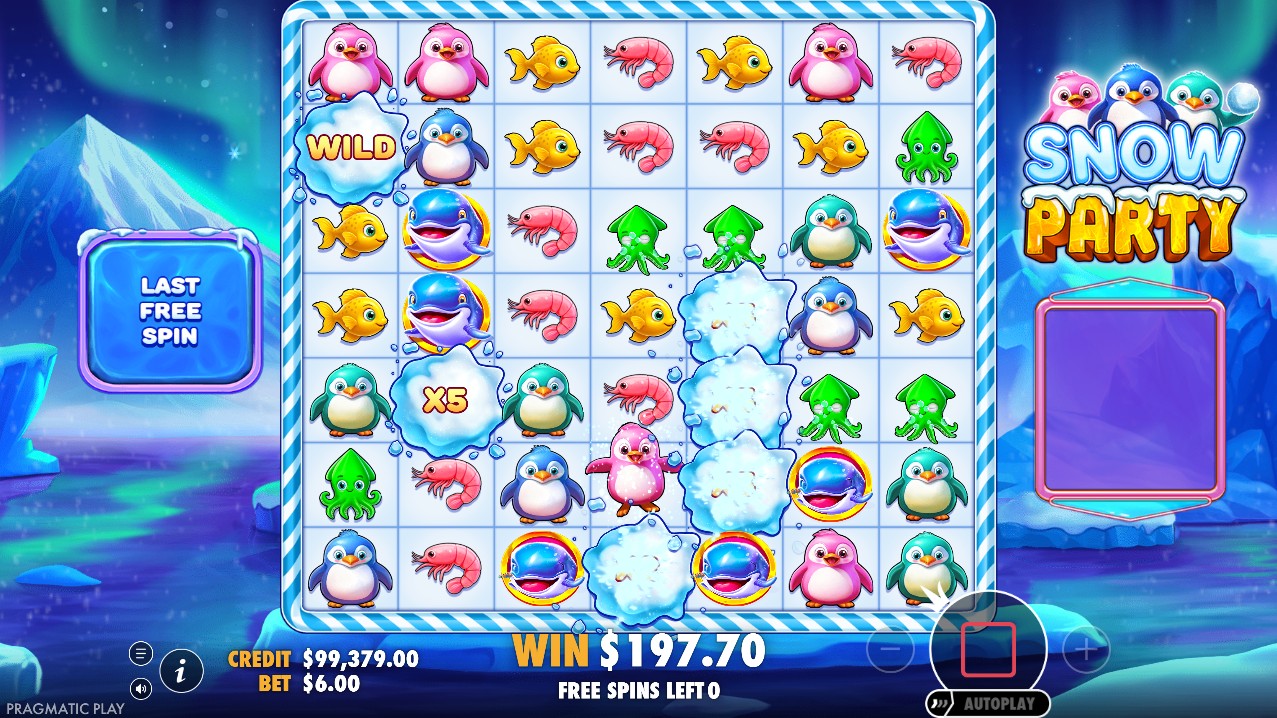 Snow Party by Pragmatic Play High volatility free spins bonus multiplier cluster pays