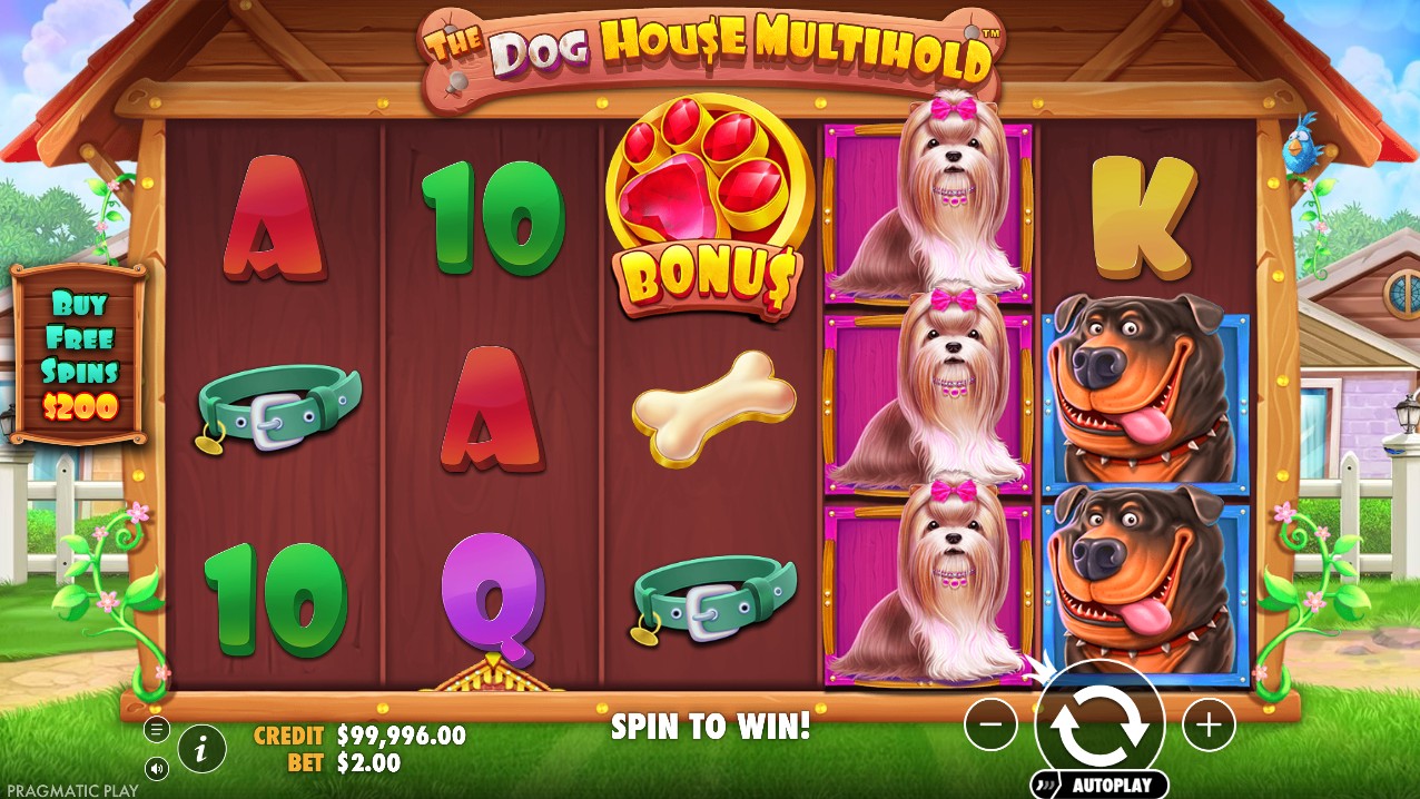 The Dog House Multihold by Pragmatic Play – base game 5 reels 20 paylines sticky wild multihold