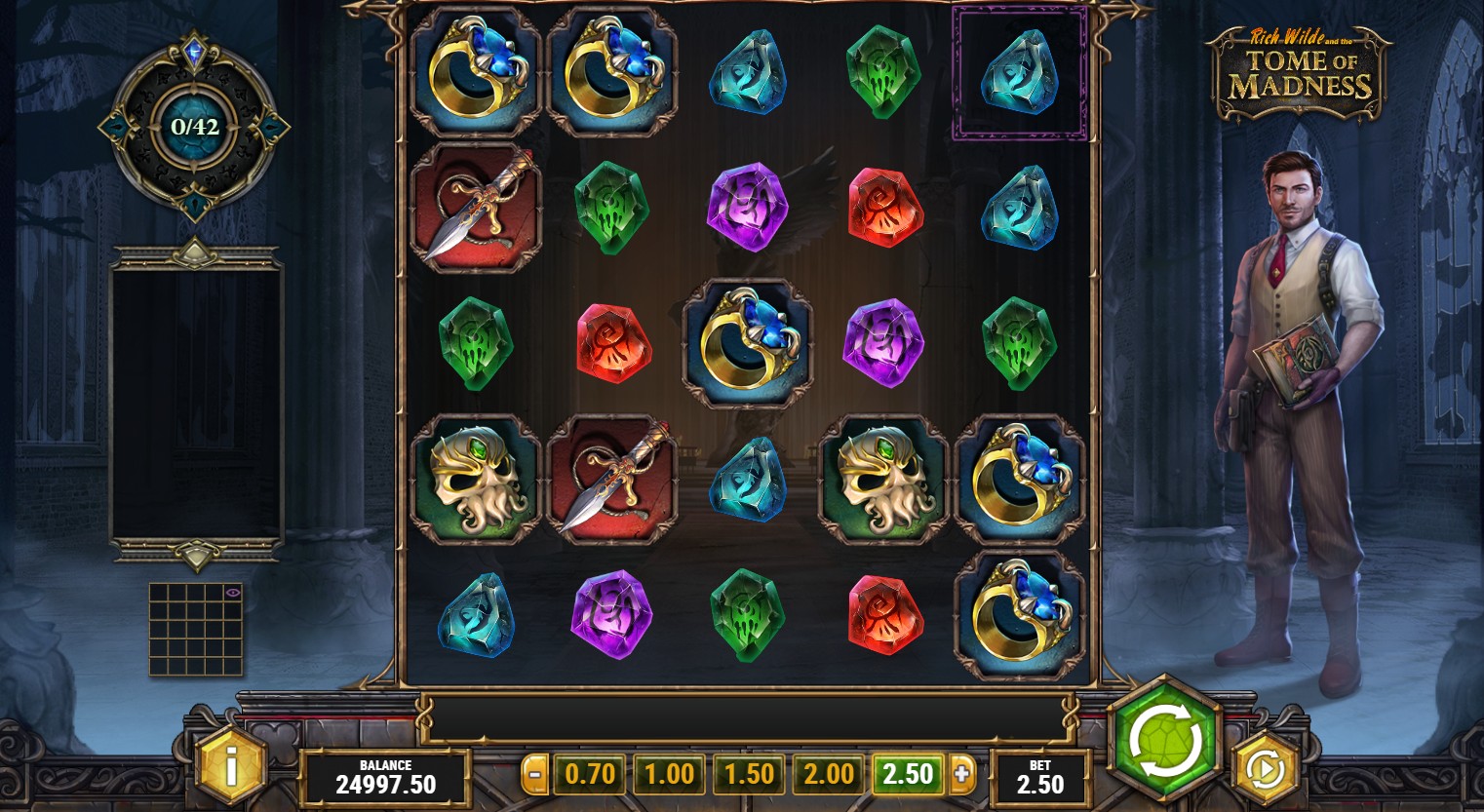 Tome of Madness by Play'n GO – base game 5 reels cluster pays Portal Wilds eldritch theme