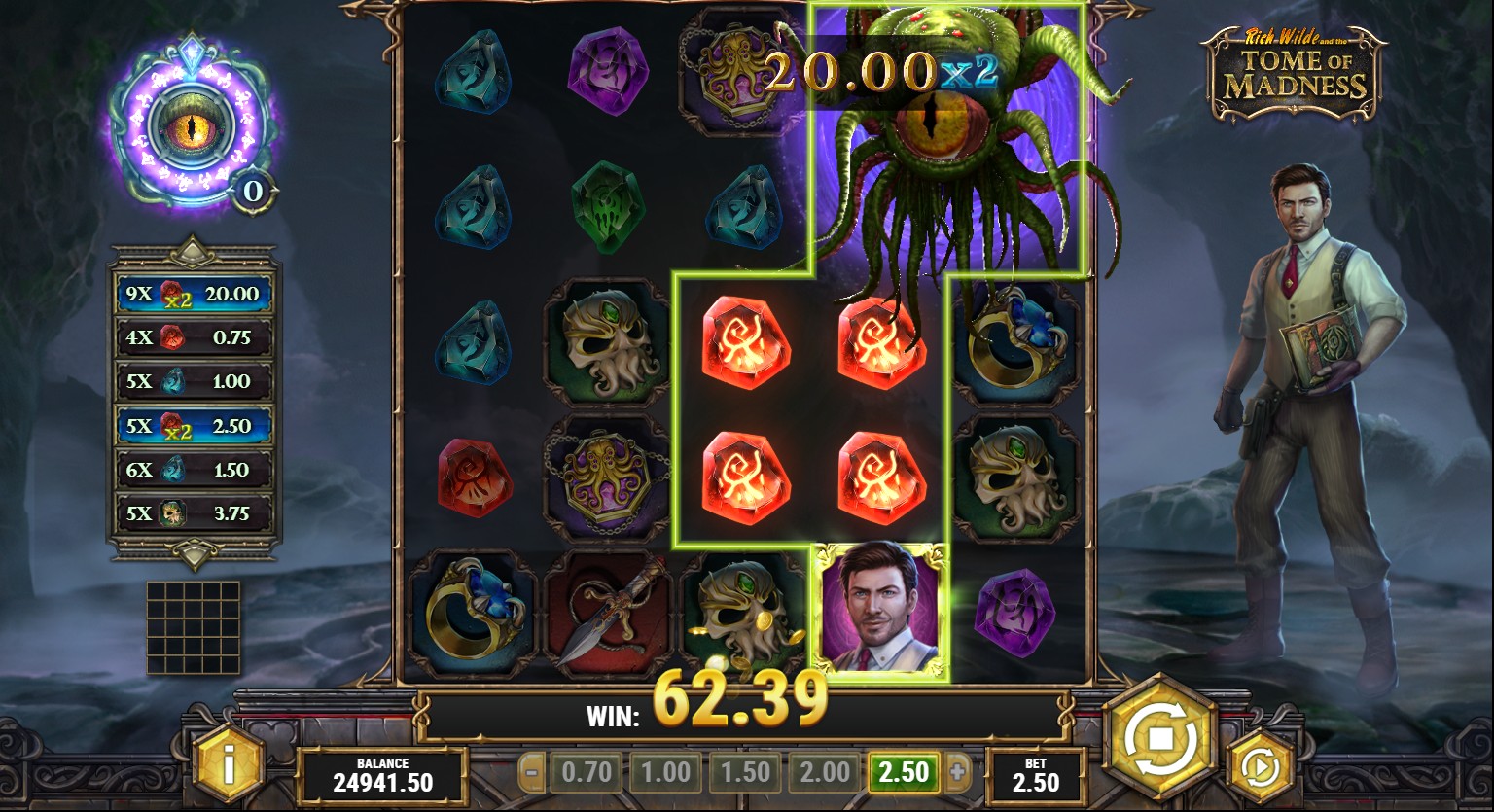 Tome of Madness free spins – Portal Wilds eldritch cluster pays 2,000x max win, Play'n GO 96.59% RTP