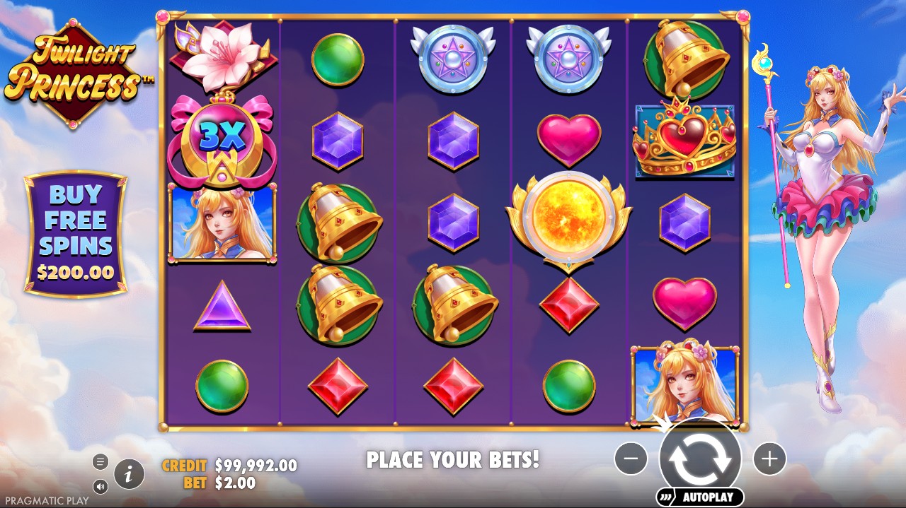 Twilight Princess by Pragmatic Play – base game 5x5 cluster pays Wild Multipliers up to 10x